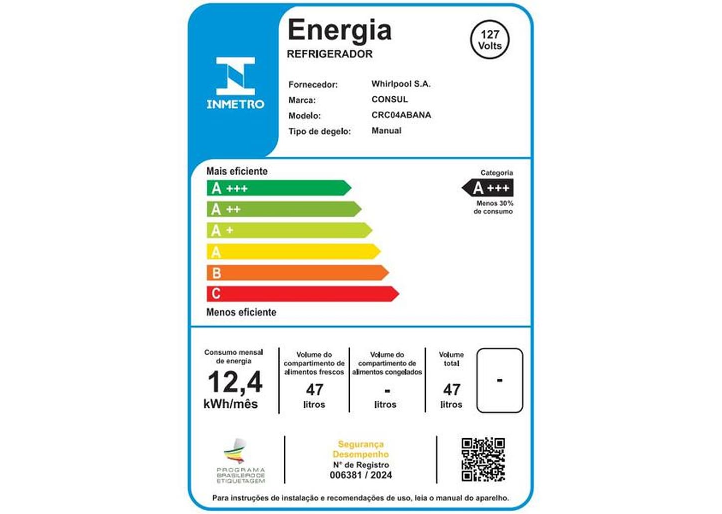 Frigobar Consul 47L Branco CRC04AB