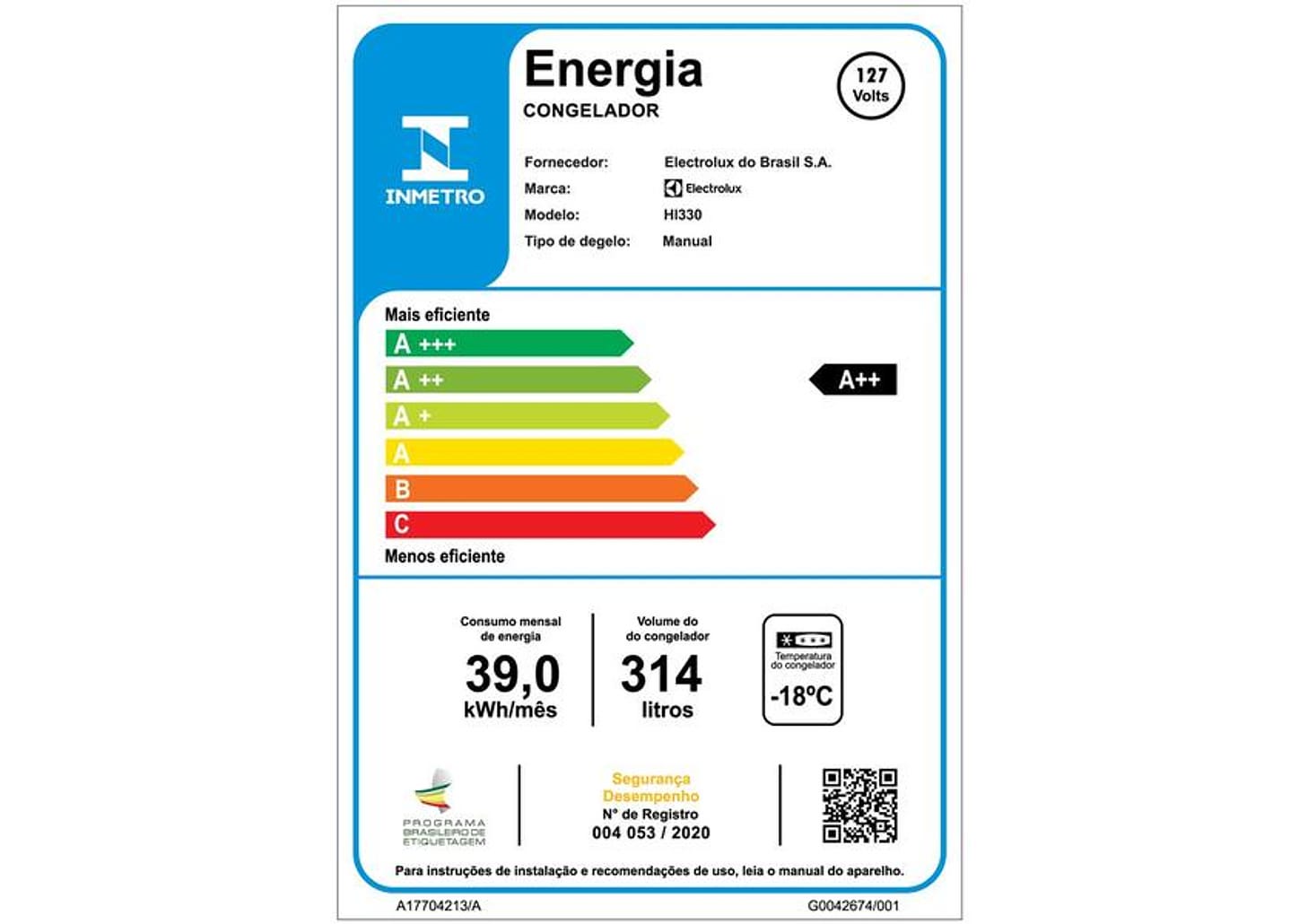 Freezer Horizontal Electrolux 1 Porta 314L Cycle Defrost HI330 7873140