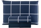 Jogo de Cama Solteiro Hypercal Marcelino Têxtil 400 Fios Cannes Azul Marinho e Branco 3 Peças