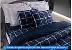 Jogo de Cama Solteiro Hypercal Marcelino Têxtil 400 Fios Cannes Azul Marinho e Branco 3 Peças