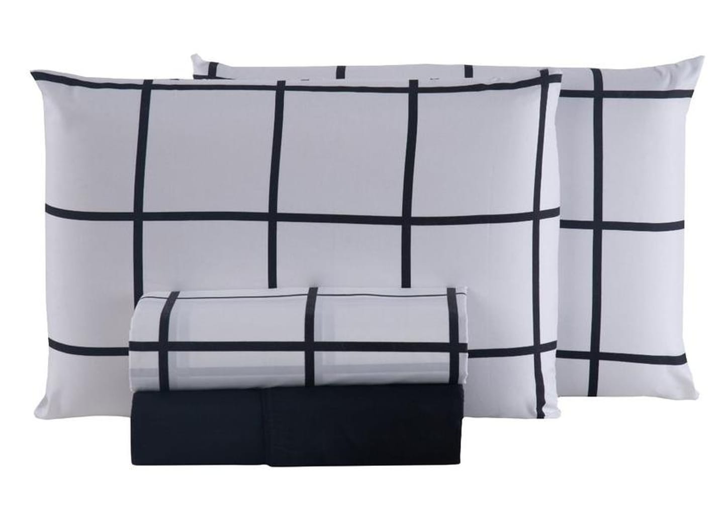 Jogo de Cama Queen Hypercal Athenas Marcelino Têxtil 400 Fios Nice Branco e Preto 4 Peças