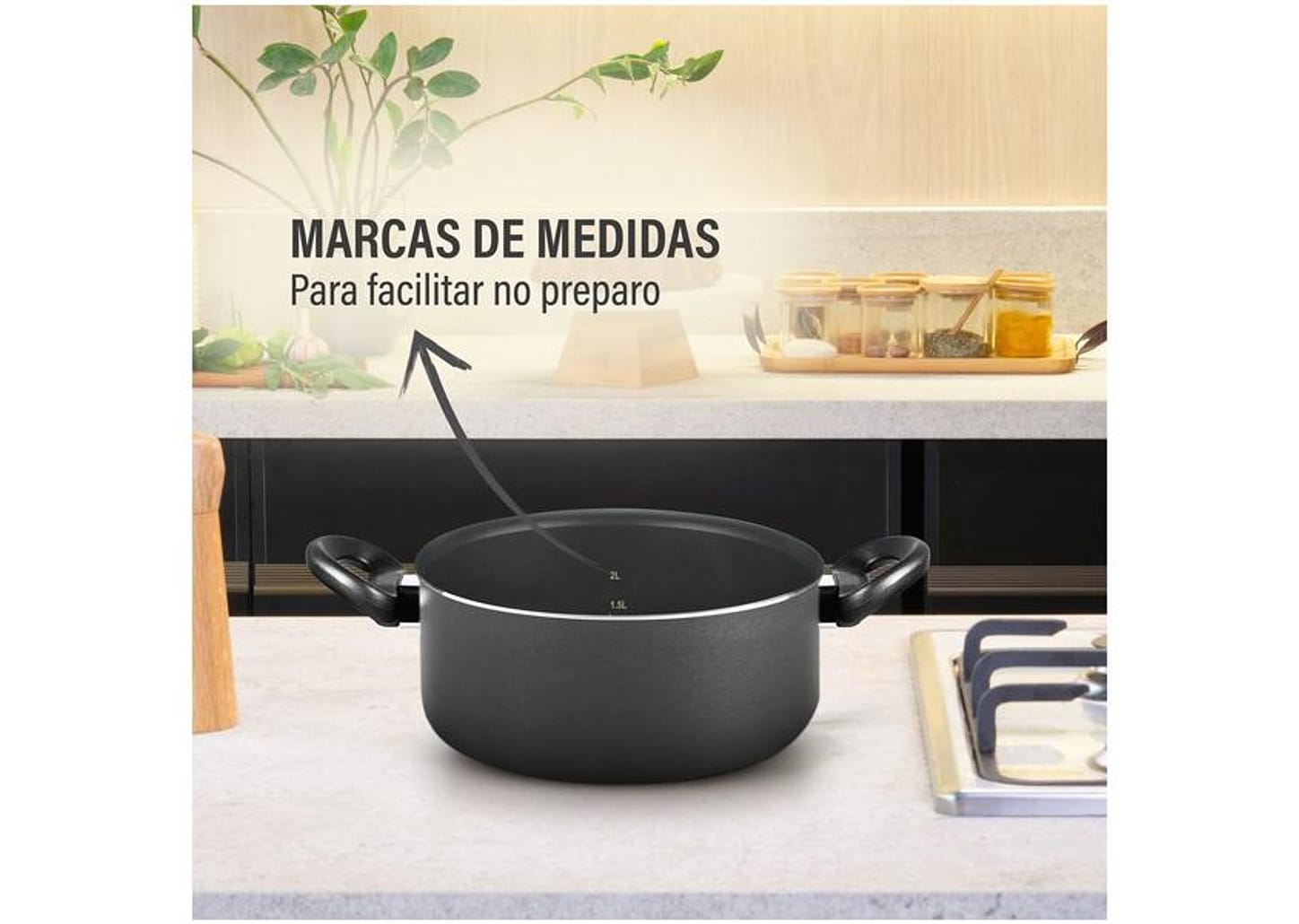 Jogo de Panelas Rochedo Antiaderente de Alumínio Grafite 5 Peças Robusta