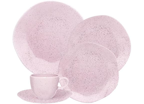 Aparelho de Jantar Chá 20 Peças Oxford Redondo Cerâmica Rosa Pink Sand