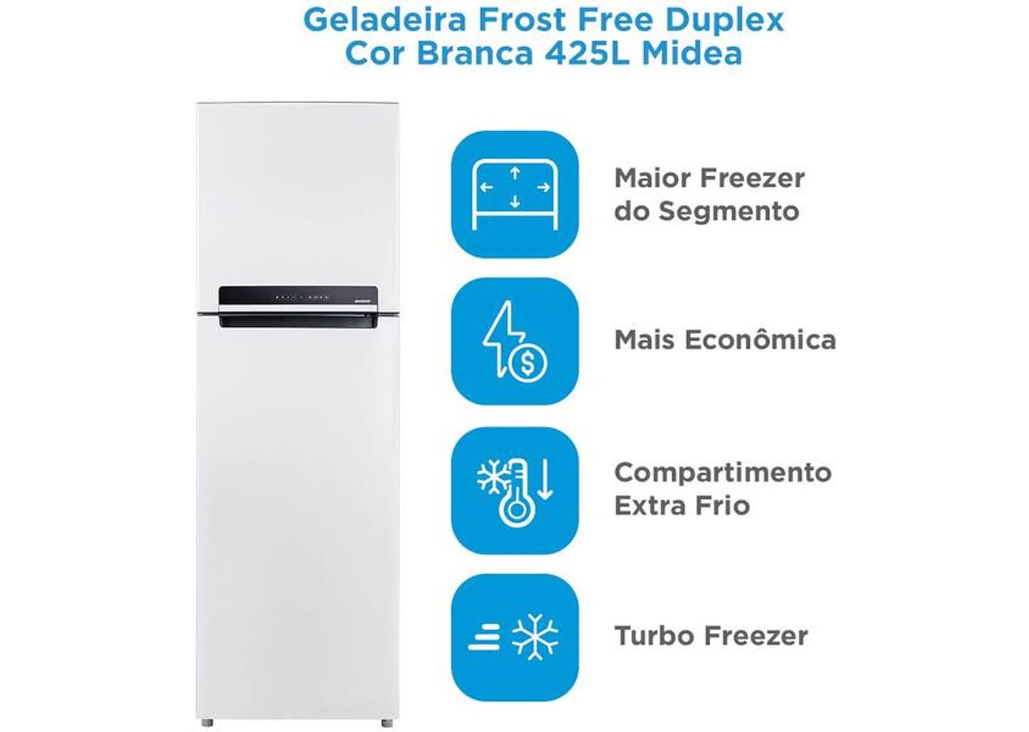 Geladeira/Refrigerador Midea Frost Free 2 Portas Branca 425L MD-RT572EVD012
