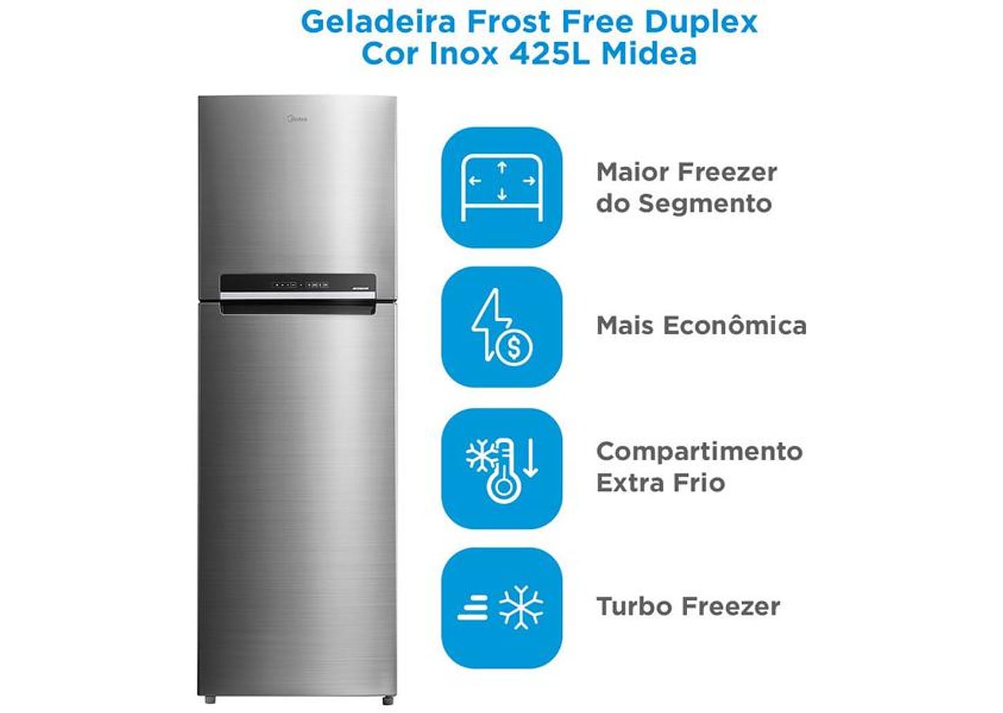 Geladeira/Refrigerador Midea Frost Free Duplex 425L MD-RT572EVD462