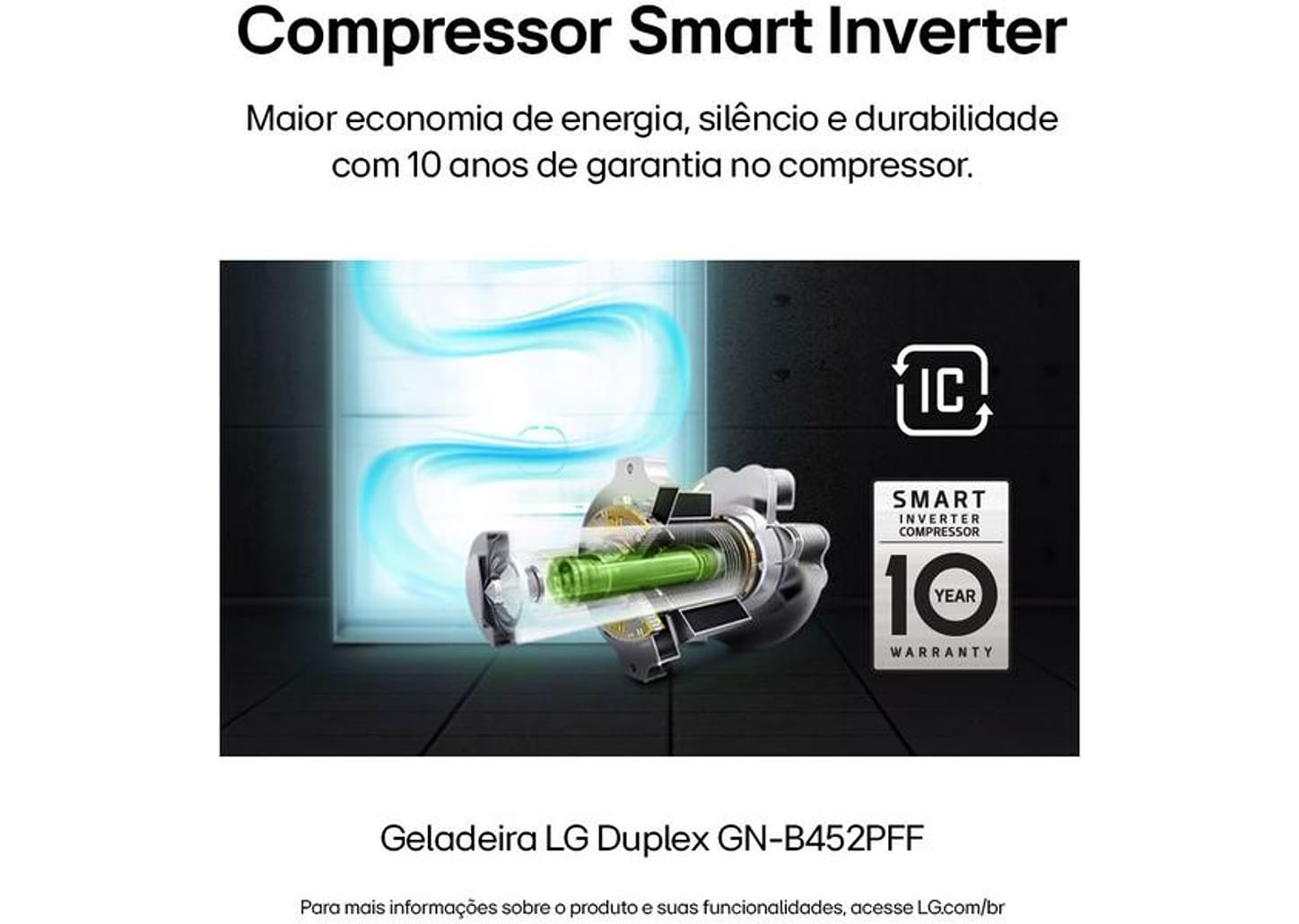 Geladeira/Refrigerador LG Frost Free Inox Duplex 461L GN-B452PFF