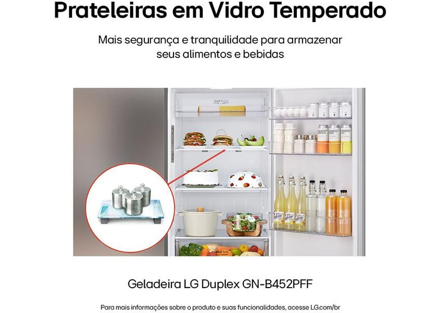 Geladeira/Refrigerador LG Frost Free Inox Duplex 461L GN-B452PFF