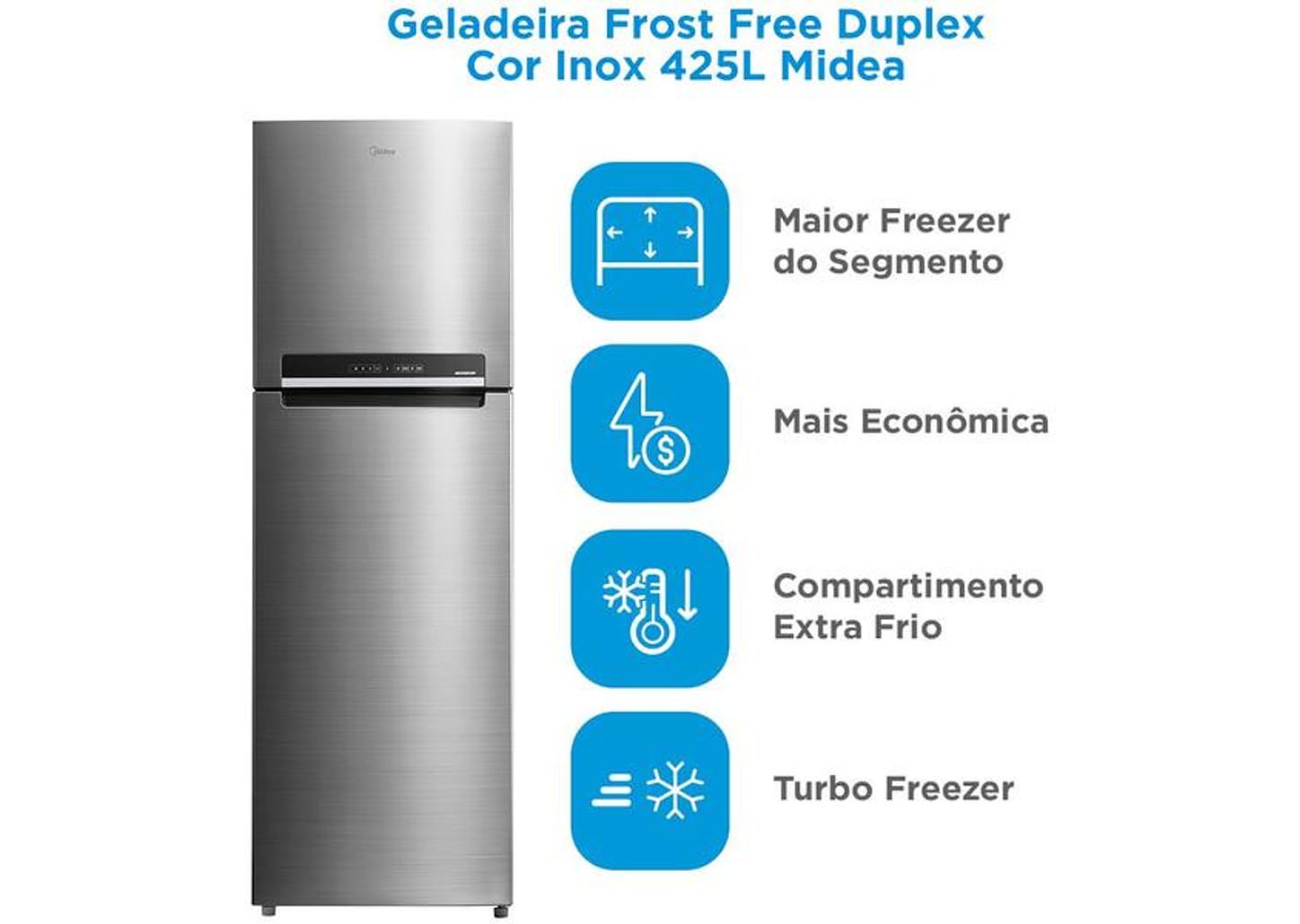 Geladeira/Refrigerador Midea Frost Free Duplex 425L MD-RT572EVD461