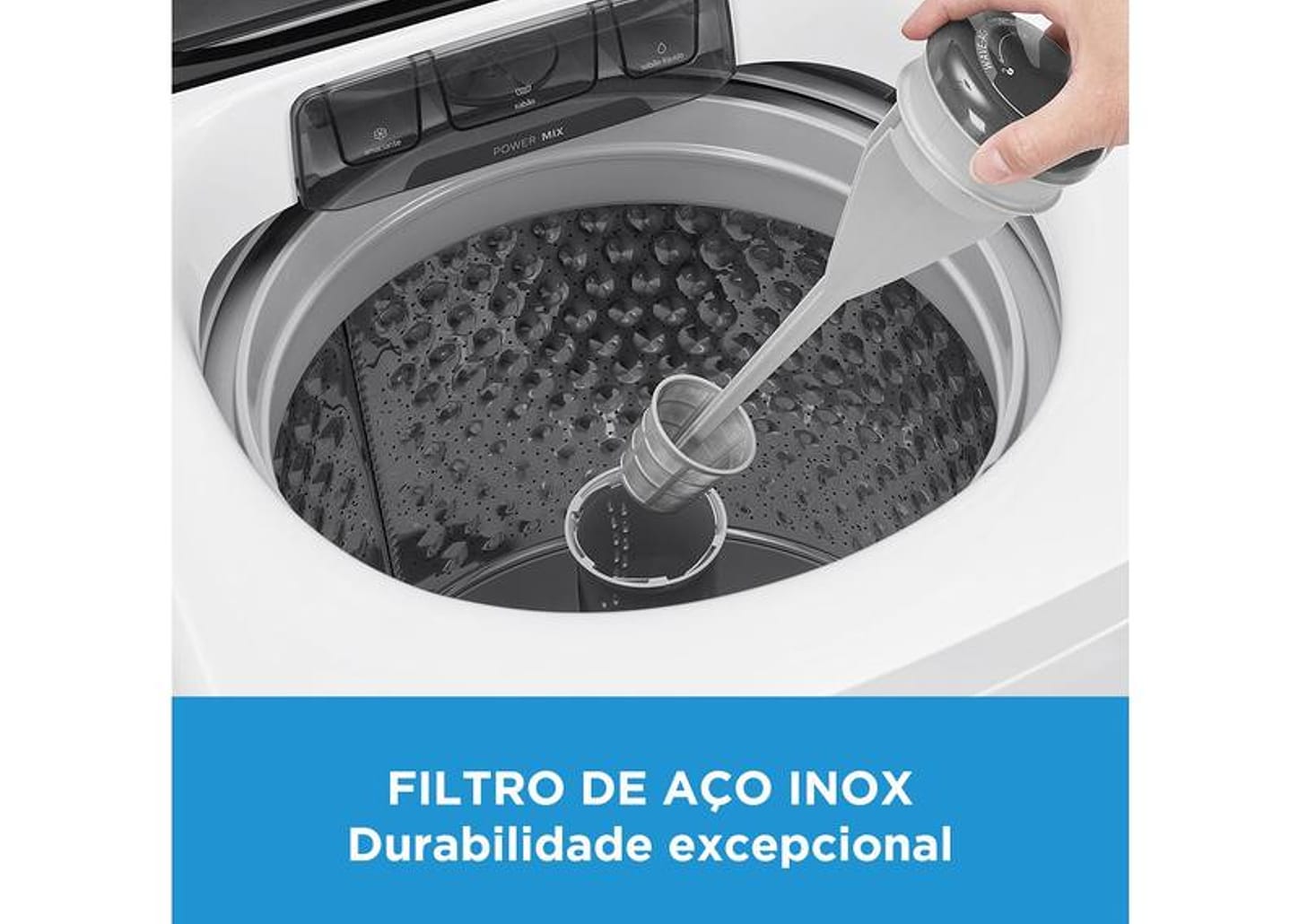 Lavadora de Roupas Midea 13kg Cesto Inox 13 Programas de Lavagem Branca Wave Agitator