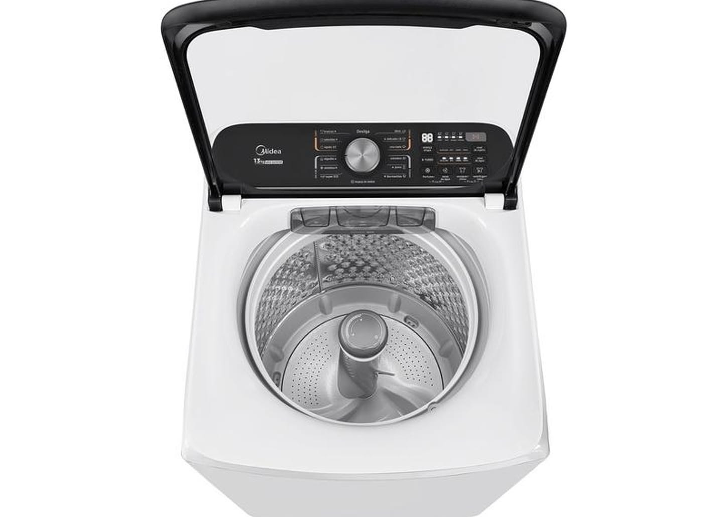 Lavadora de Roupas Midea 13kg Cesto Inox 13 Programas de Lavagem Branca Wave Agitator