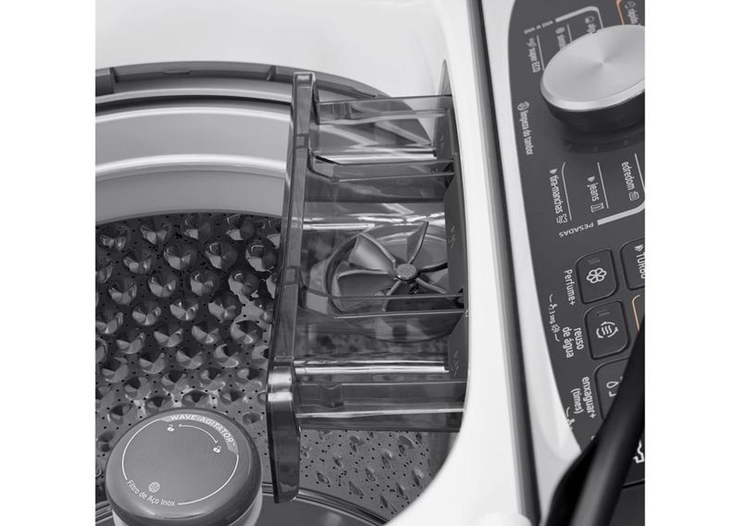 Lavadora de Roupas Midea 13kg Cesto Inox 13 Programas de Lavagem Branca Wave Agitator