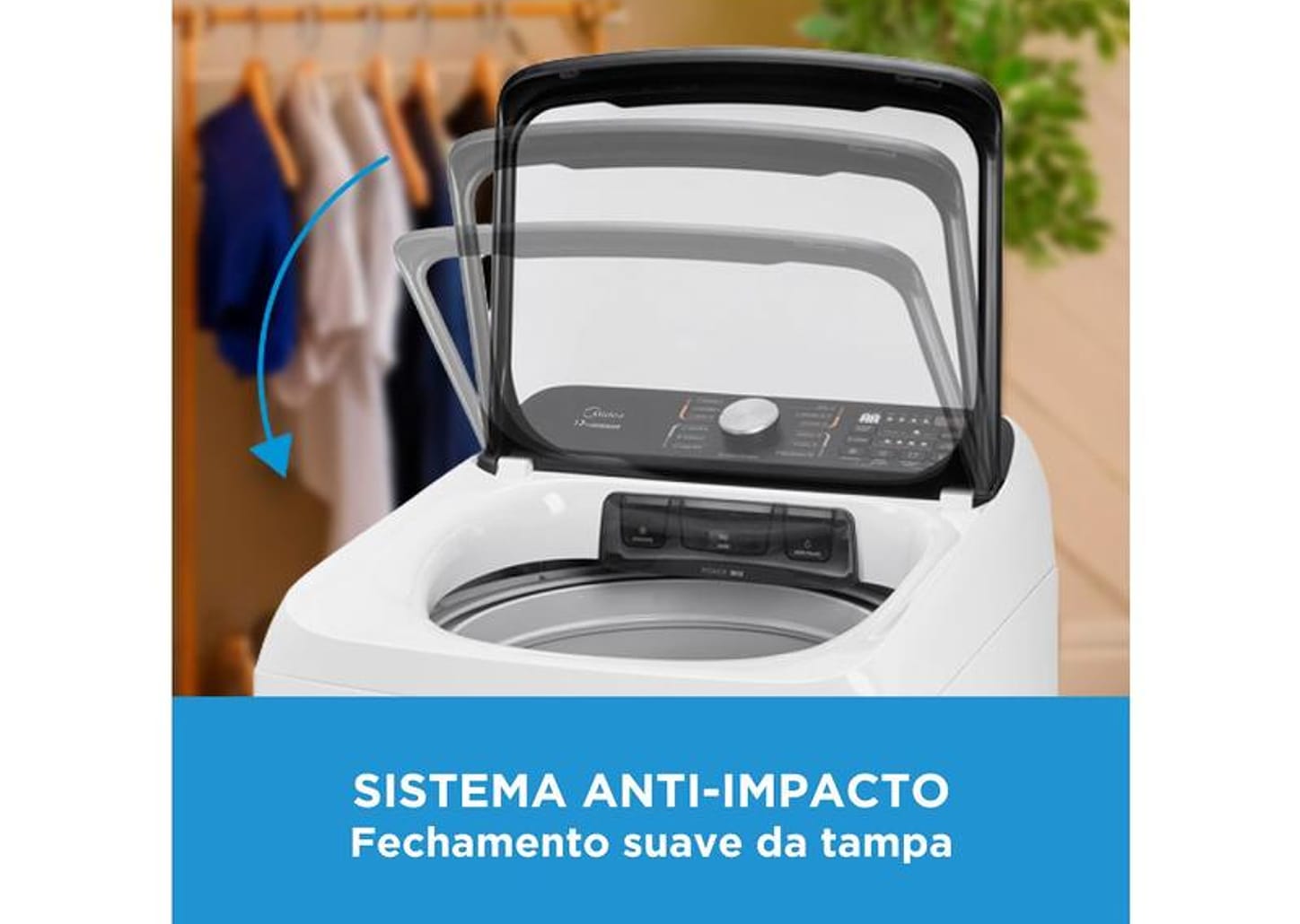 Lavadora de Roupas Midea 15kg Cesto Inox 13 Programas de Lavagem Branca Wave Agitator