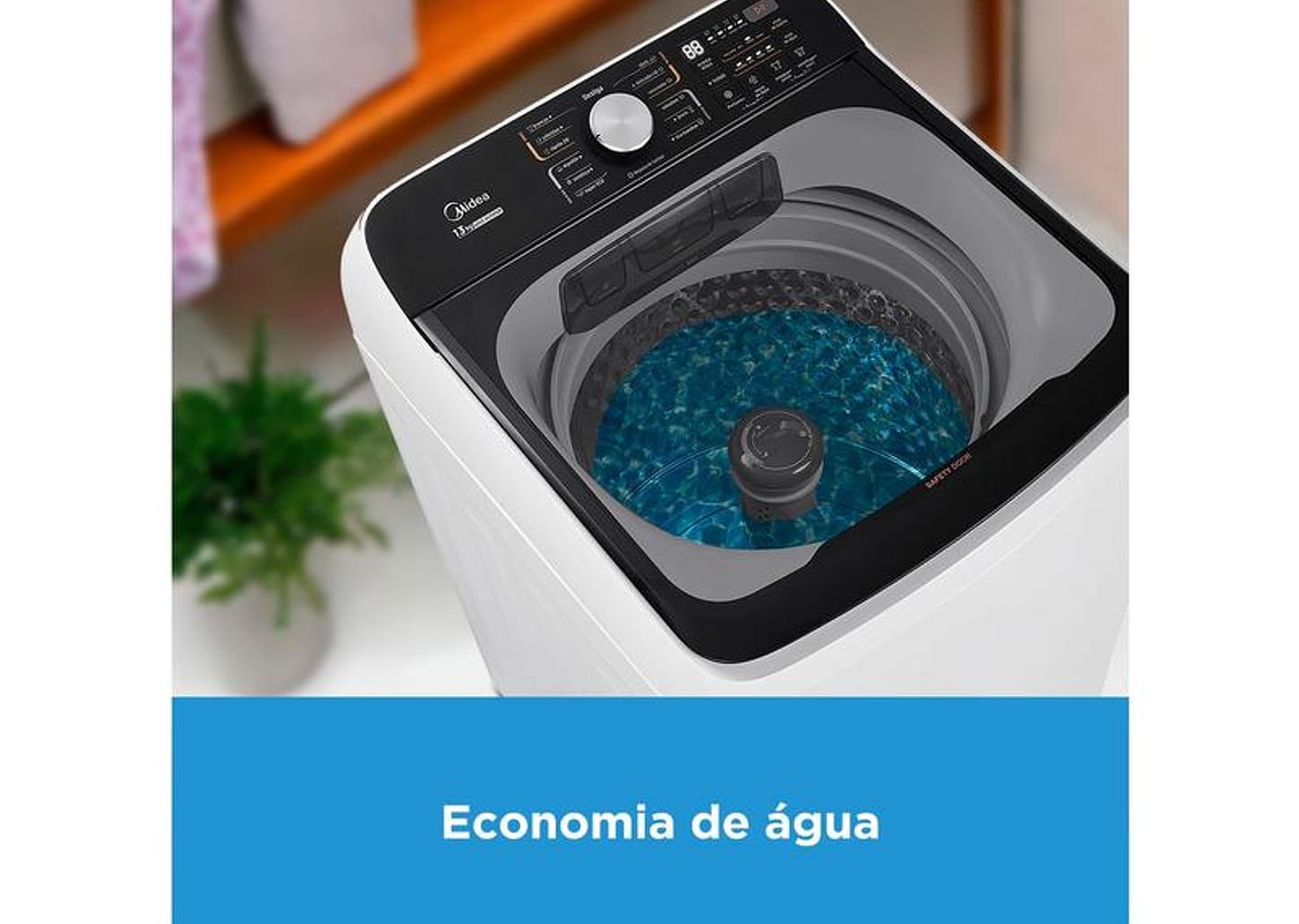 Lavadora de Roupas Midea 13kg Cesto Inox 13 Programas de Lavagem Branca Wave Agitator