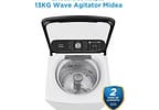 Lavadora de Roupas Midea 15kg Cesto Inox 13 Programas de Lavagem Branca Wave Agitator
