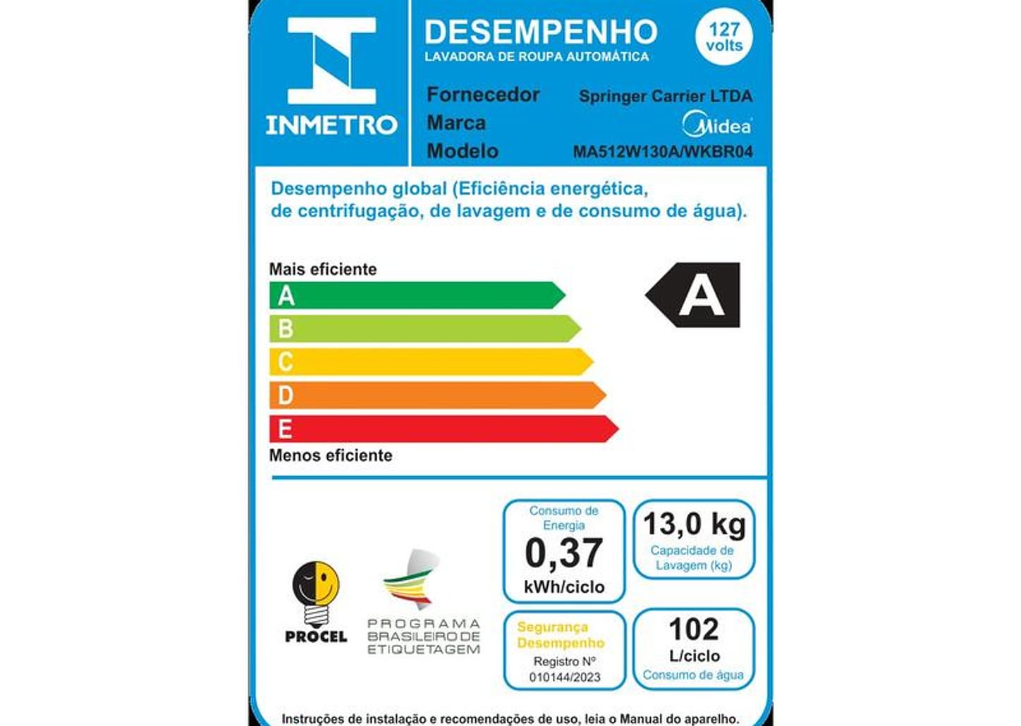 Lavadora de Roupas Midea 15kg Cesto Inox 13 Programas de Lavagem Branca Wave Agitator