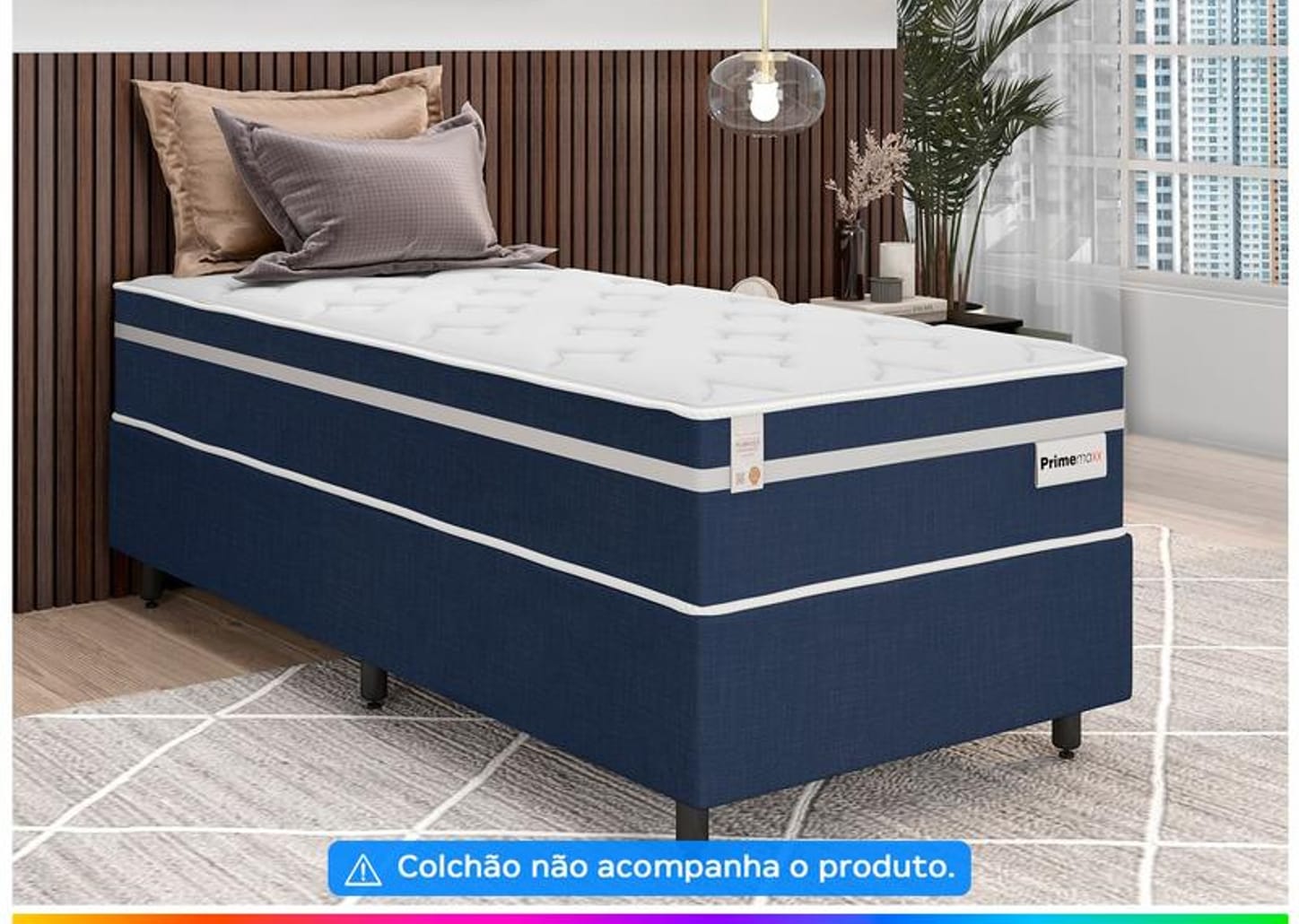 Base Cama Box Solteiro Plumatex 37x88x188cm Prime Maxx