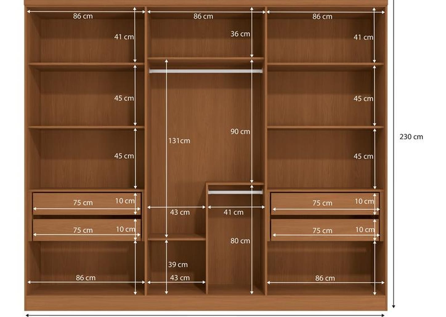 Guarda-roupa Casal 4 Gavetas 6 Portas Kappesberg Roma