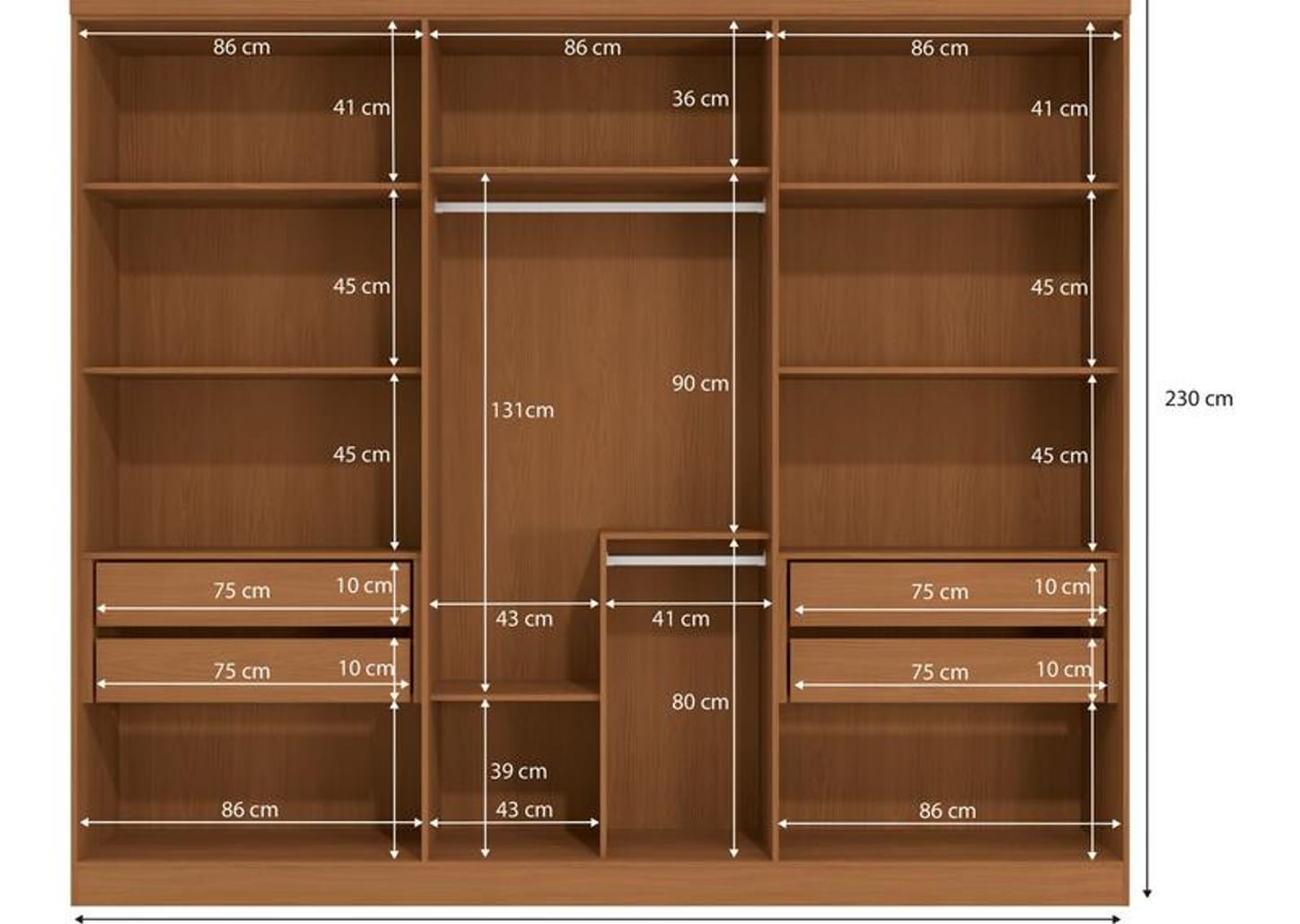Guarda-roupa Casal 4 Gavetas 6 Portas Kappesberg Roma