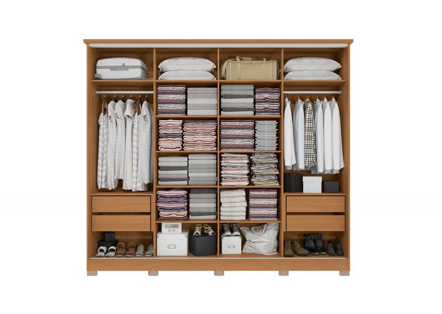 Guarda-roupa Casal com Espelho 4 Gavetas 4 Portas Kappesberg Mônaco II