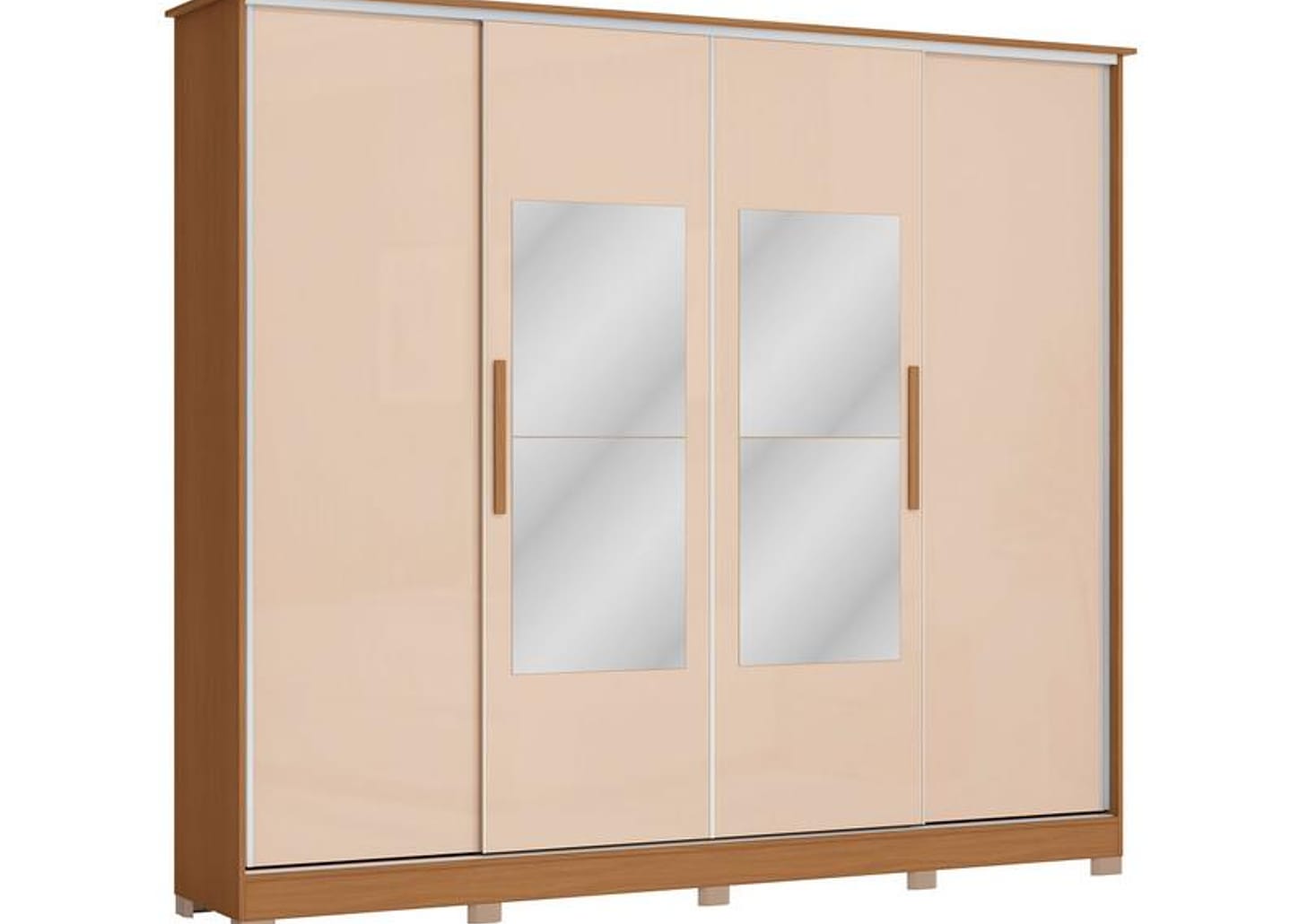 Guarda-roupa Casal com Espelho 4 Gavetas 4 Portas Kappesberg Mônaco II