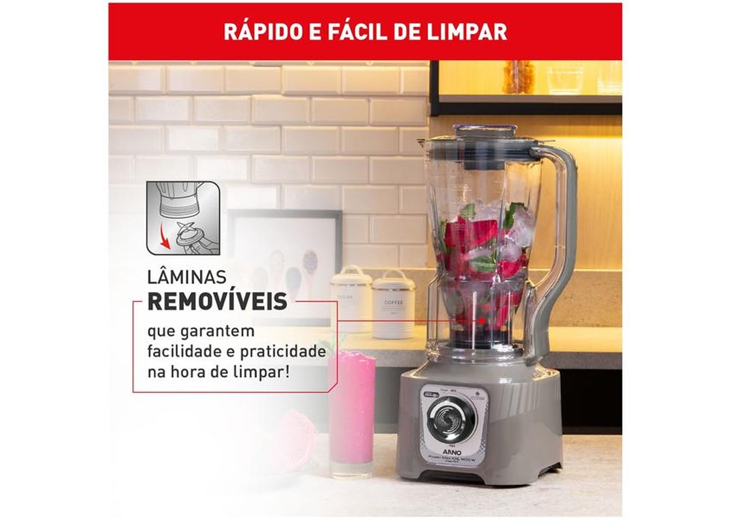 Liquidificador Arno Powermax XXL LN87 1400W Cinza Esverdeado