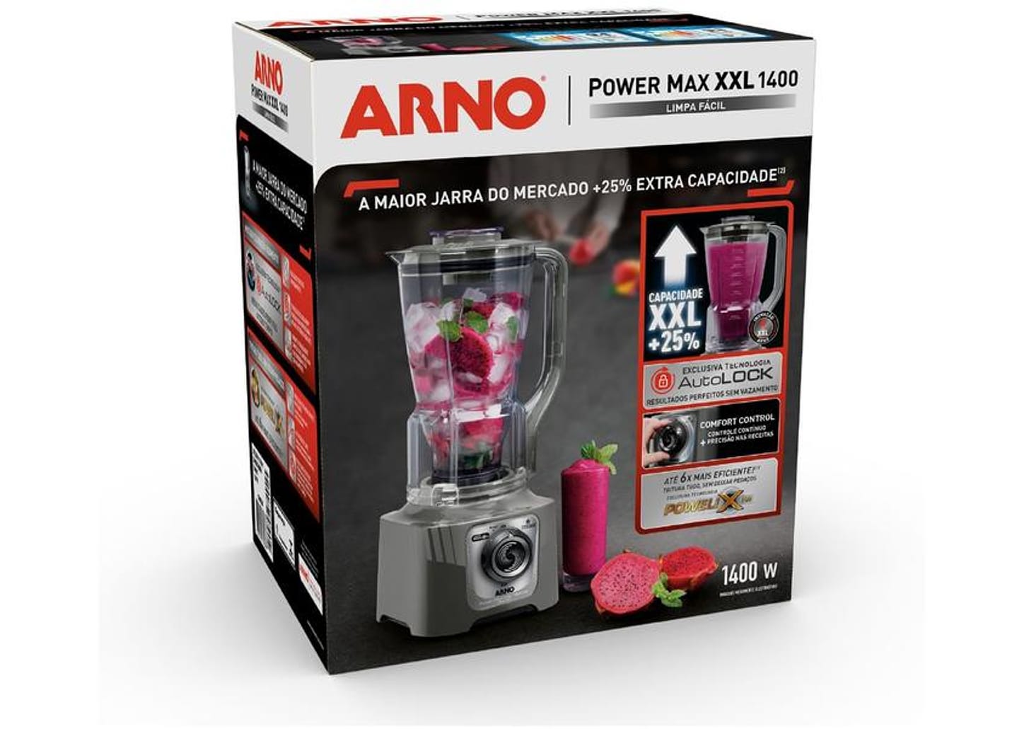 Liquidificador Arno Powermax XXL LN87 1400W Cinza Esverdeado