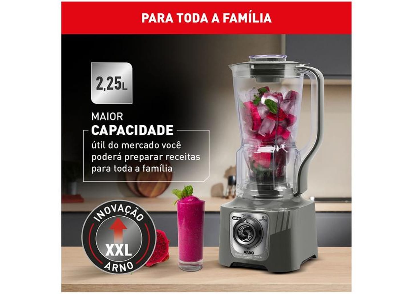 Liquidificador Arno Powermax XXL LN87 1400W Cinza Esverdeado