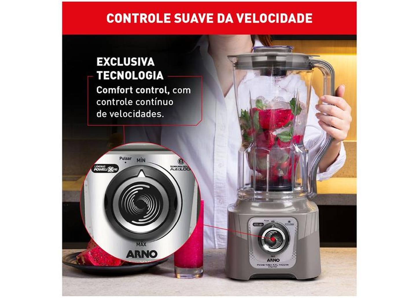 Liquidificador Arno Powermax XXL LN87 1400W Cinza Esverdeado