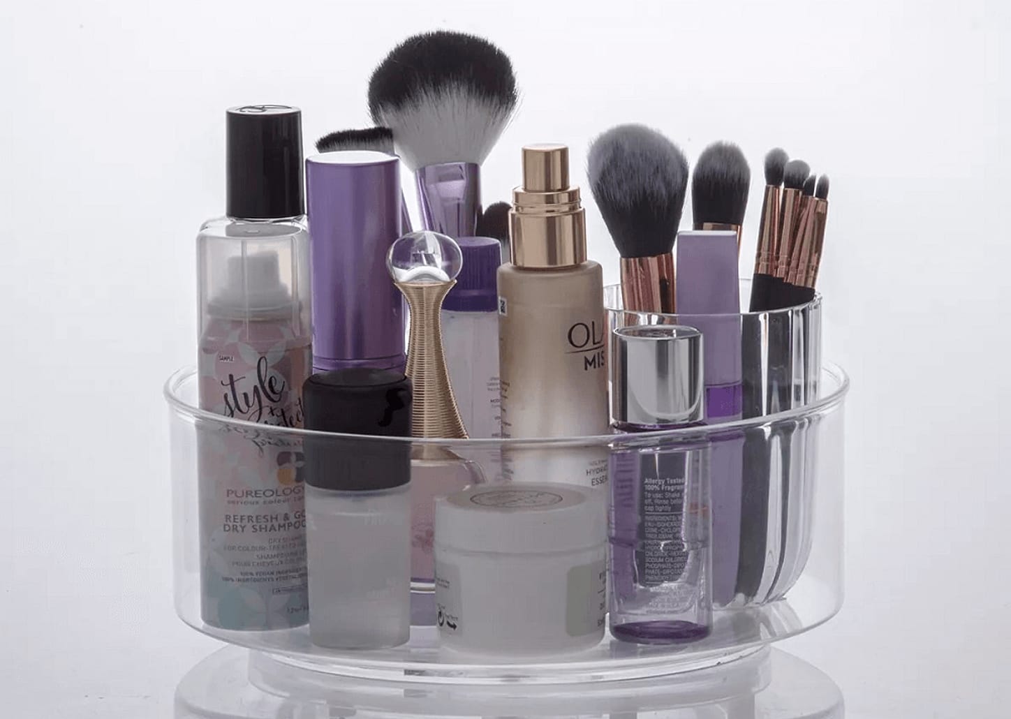 Organizador De Acrílico Giratório Com 4 Divisórias 28cm