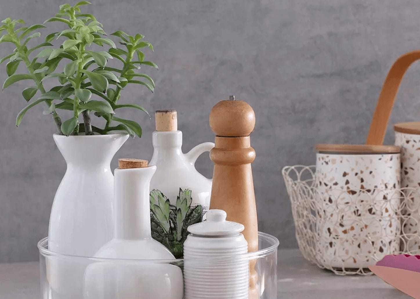 Organizador De Acrílico Giratório Com 4 Divisórias 28cm