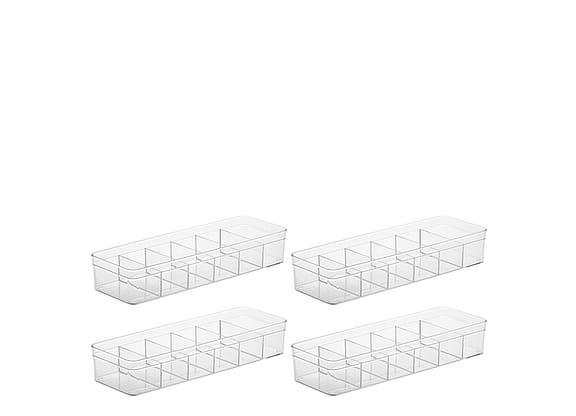 Colmeia Organizadora De Acrílico 6 Divisórias 40x13x7cm 4pçs