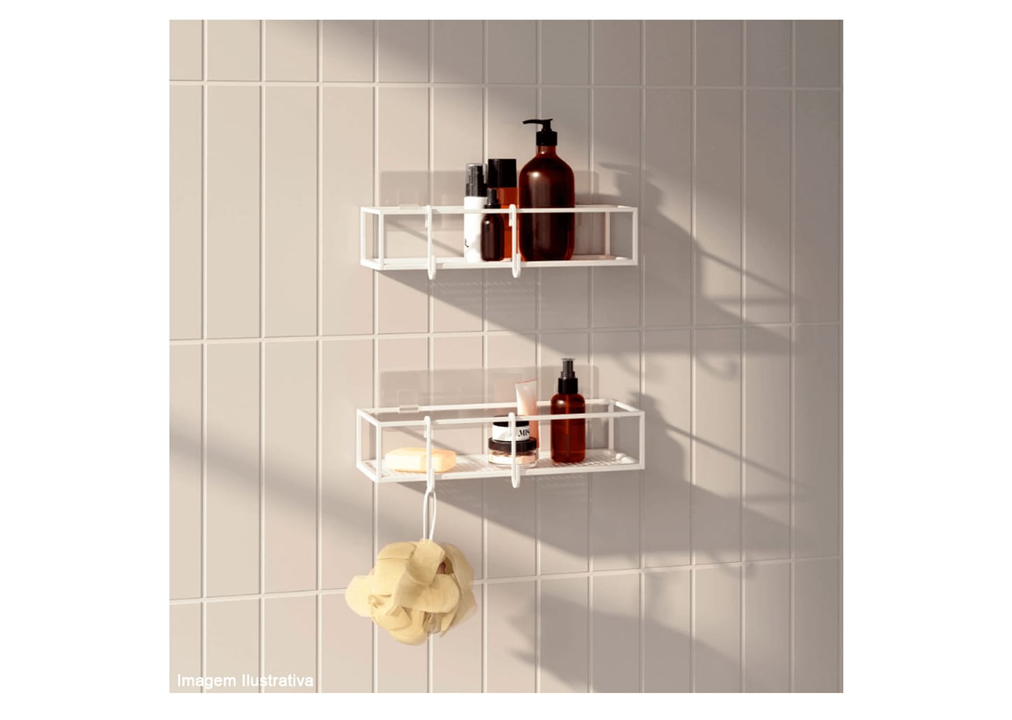 Porta Shampoo Cubiko Umbra Branco 32x12x6cm 2pçs