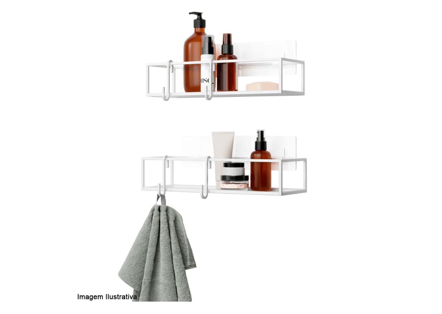 Porta Shampoo Cubiko Umbra Branco 32x12x6cm 2pçs