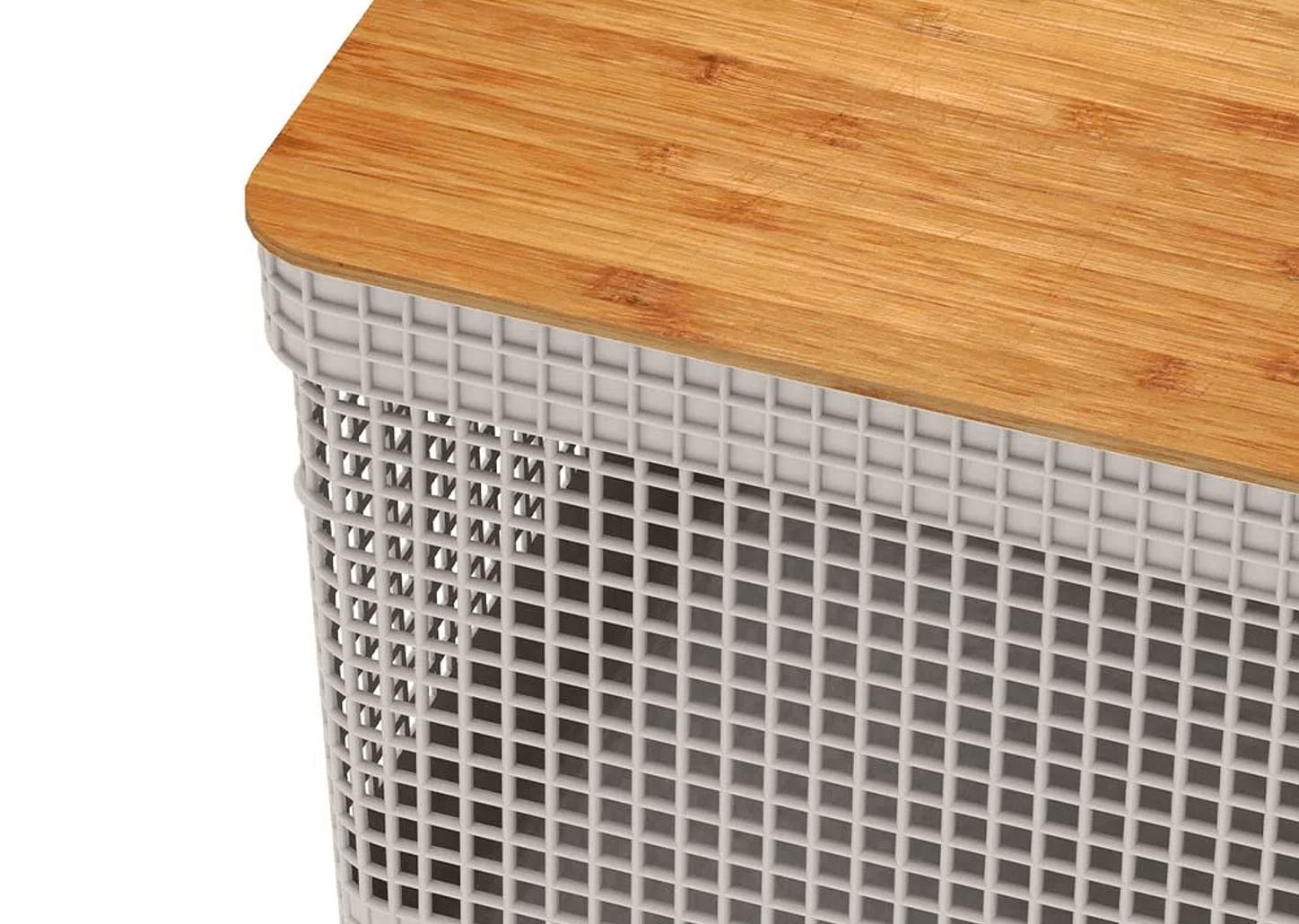 Caixa Organizadora Com Tampa De Bambu Ou Grid Bege 39x29x22cm