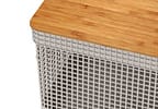 Caixa Organizadora Com Tampa De Bambu Ou Grid Bege 39x29x22cm