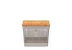 Caixa Organizadora Com Tampa De Bambu Ou Grid Bege 39x29x22cm