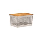 Caixa Organizadora Com Tampa De Bambu Ou Grid Bege 39x29x22cm