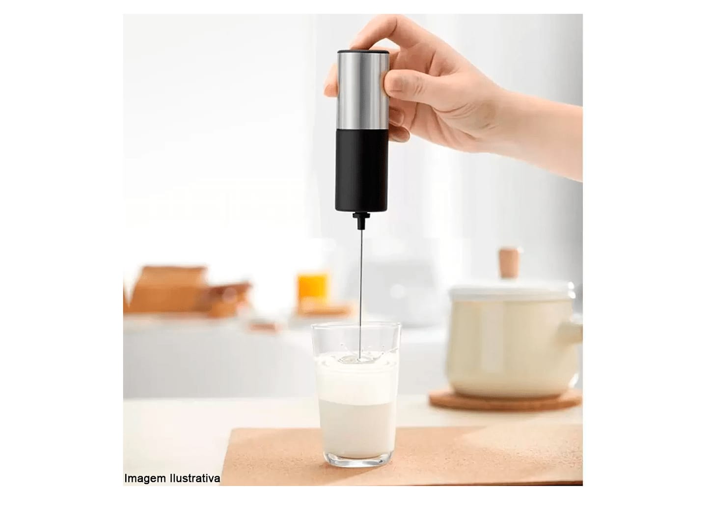 Mixer Manual A Pilha De Aço Inox Preto 25cm