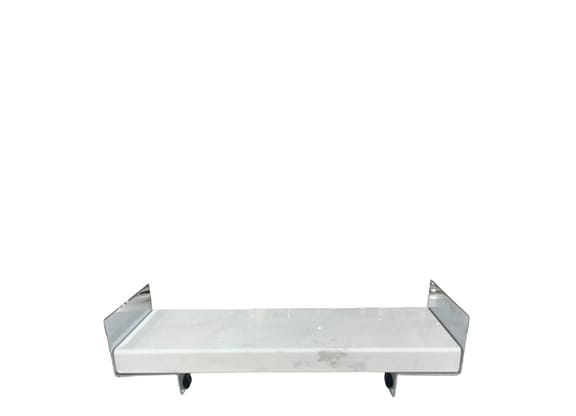 Bandeja Para Lavabo De Mármore Grego Branco Pigues E Base De Aço 27x10cm