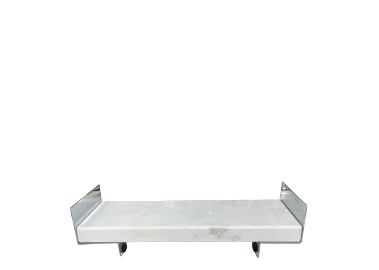 Bandeja Para Lavabo De Mármore Grego Branco Pigues E Base De Aço 27x10cm