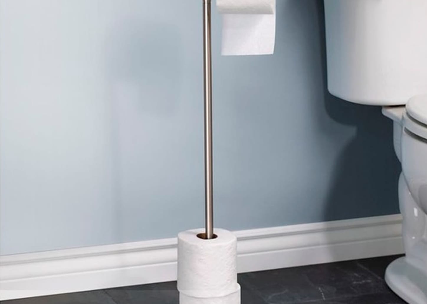 Porta Papel Higiênico De Metal Umbra Tucano Níquel 73x16cm