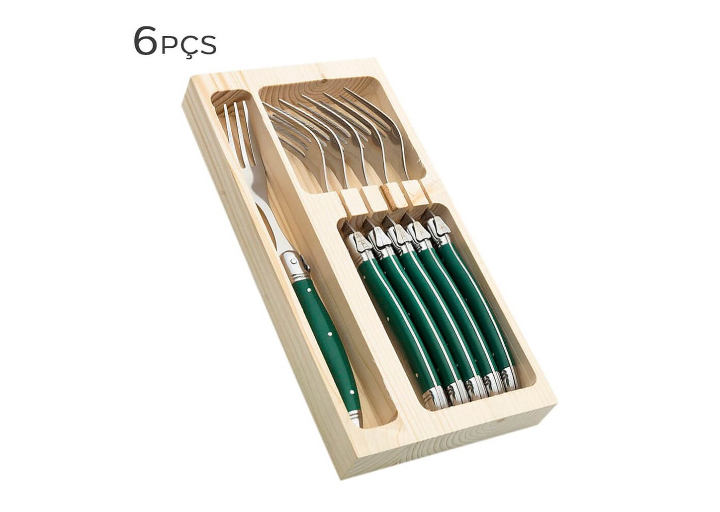 Garfo De Aço Inox Laguiole Verde 22cm 6pçs