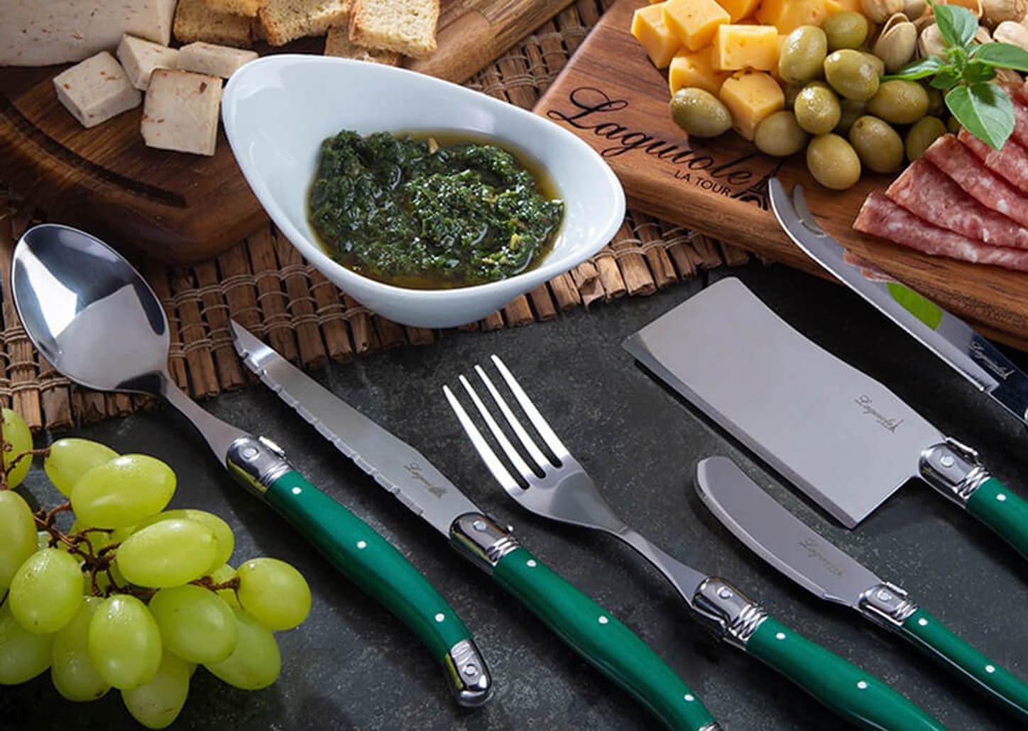 Garfo De Aço Inox Laguiole Verde 22cm 6pçs