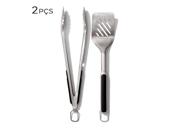 Conjunto Pinça E Espátula Para Churrasco De Aço Inox Oxo 2pçs