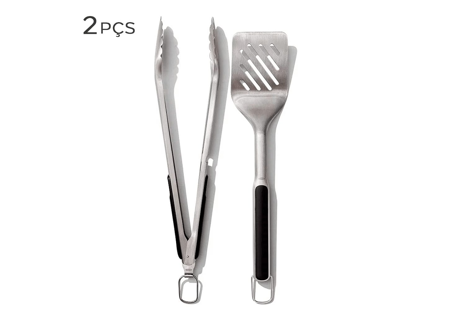 Conjunto Pinça E Espátula Para Churrasco De Aço Inox Oxo 2pçs