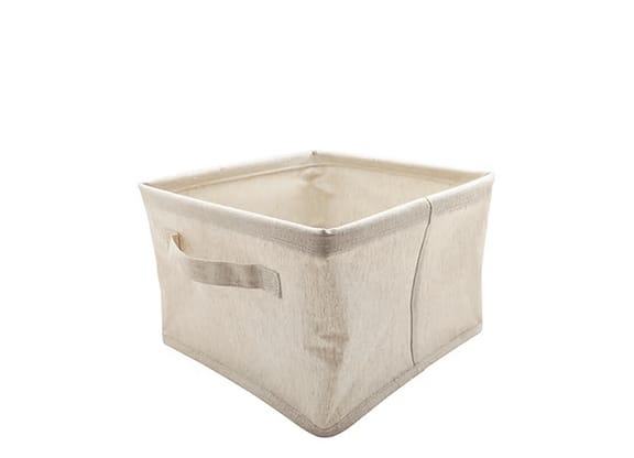 Cesto Organizador Dobrável De Linho Off White 24x19cm
