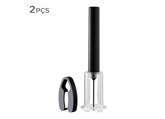 Saca Rolhas Com Agulha De Aço Inox E Corta Lacre Fracalanza Preto 19cm 2pçs