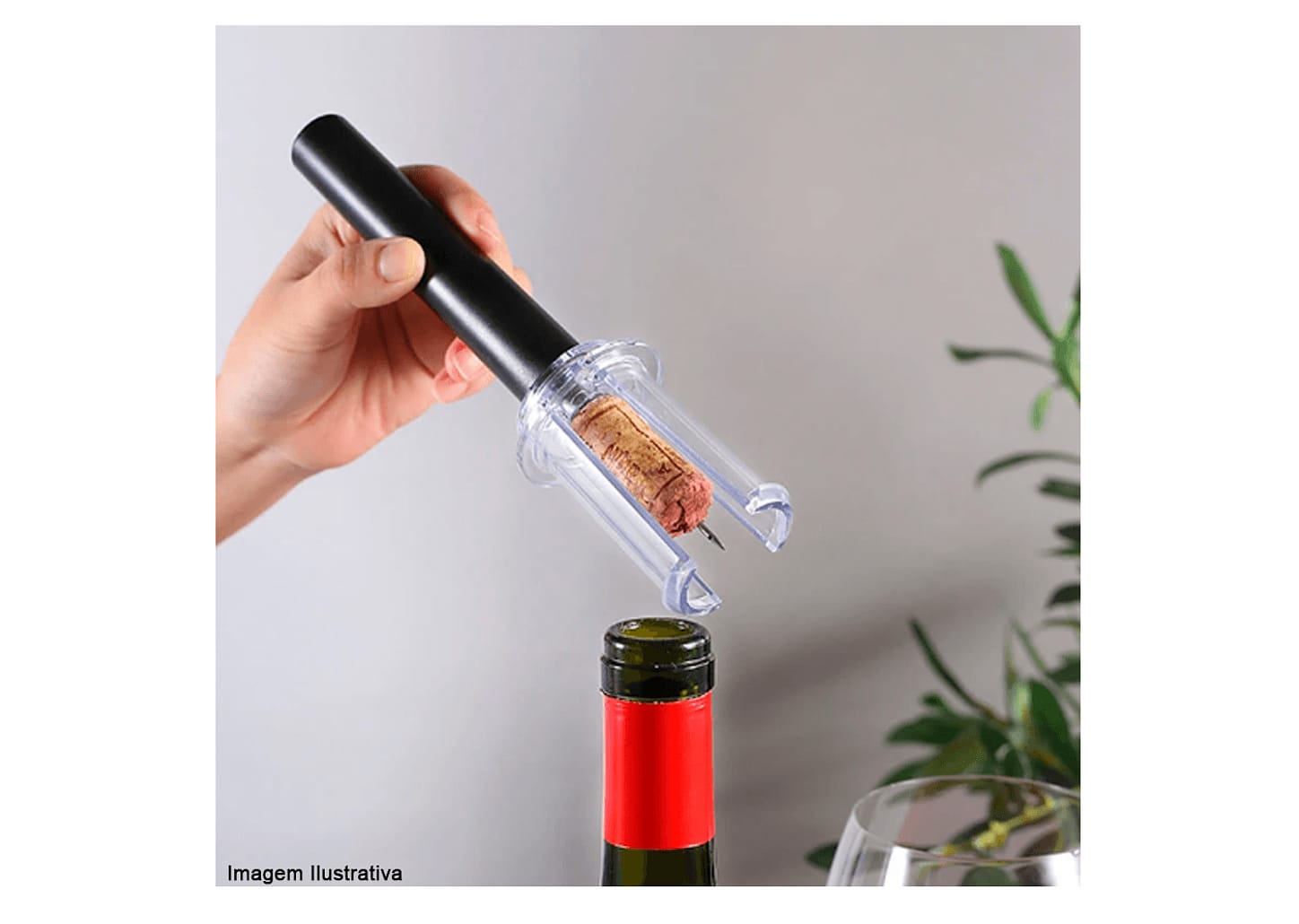 Saca Rolhas Com Agulha De Aço Inox E Corta Lacre Fracalanza Preto 19cm 2pçs