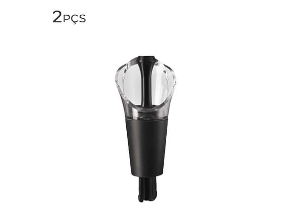 Bico Dosador Com Tampa Para Vinho Vacu Vin Pro Preto 2pçs