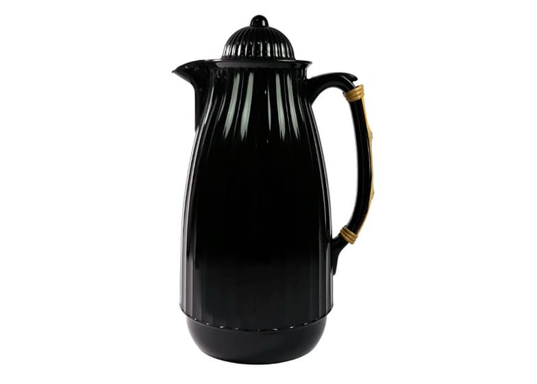 Garrafa Térmica Com Cabo De Bambu Preta 1l